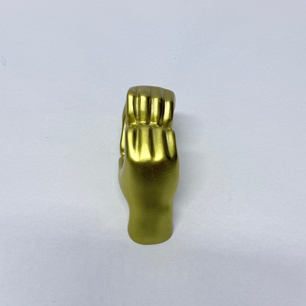 Gold Heart Hands Sculpture Modern Metallic Love Gesture Home Decor Accent 5in - Picture 4 of 7